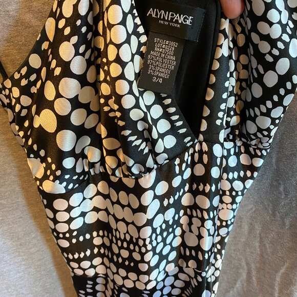 Alyn Paige New York Black White Sleeveless Print Halter Maxi Dress Size 3/4 - Picture 6 of 8